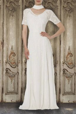 Raishma Lace Georgette Gown White