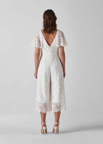 Whistles Victoria Lace Wedding Jumpsuit, Ivory - Image 2