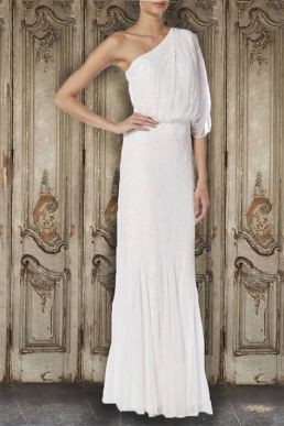 Raishma One Shoulder Beaded Bridal Gown Ivory