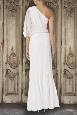 Raishma One Shoulder Beaded Bridal Gown Ivory