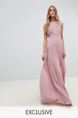 TFNC WEDDING Pleated Maxi Dress Vintage Rose Pink