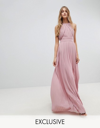 Pink pleated bridesmaid dress online