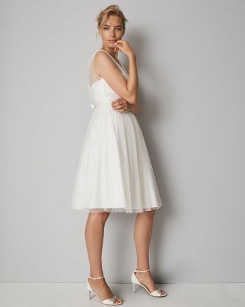 Phase Eight Mae Polka Dot Short Wedding Dress Ivory