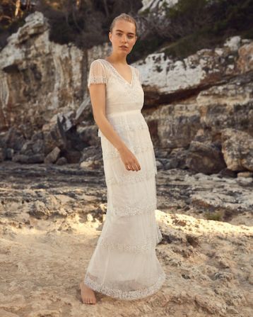 Phase Eight Nyelle Layered Wedding Dress Ivory