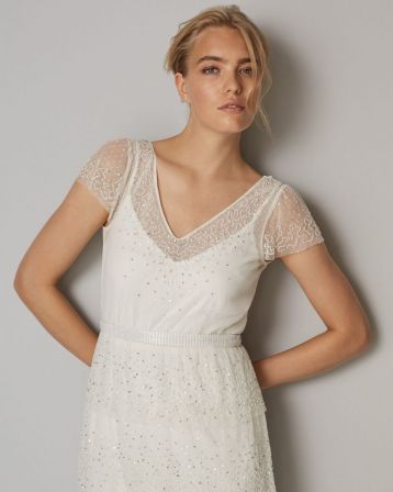 Phase Eight Nyelle Layered Wedding Dress Ivory