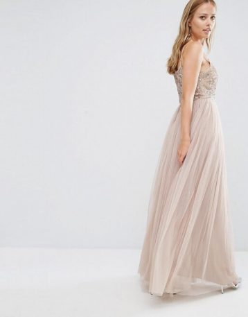 Maya Cami Strap Maxi Dress with Tulle Skirt and Embellishment, Blush/Pink - Image 2