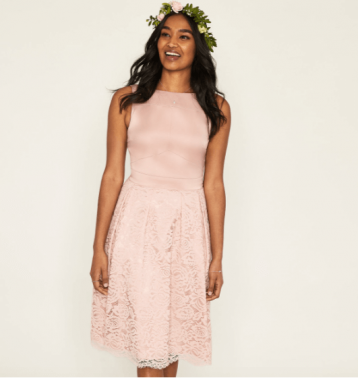 Oasis Darcy Satin Bodice Lace Midi, Pink/Blush - Image 2