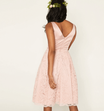 Oasis Darcy Satin Bodice Lace Midi, Pink/Blush - Image 3