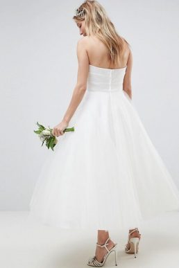 ASOS EDITION Bandeau Prom Midi Wedding Dress Ivory