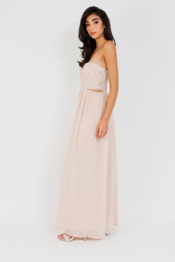 Lace & Beads Venus Nude Strapless Maxi Pink Blush