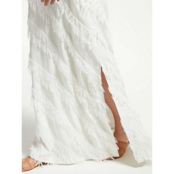 Modern Rarity Long Frayed Dress White