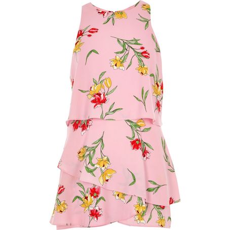 river island white tiered playsuit