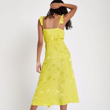 River Island Frill Slip Cami Midi Dress Yellow