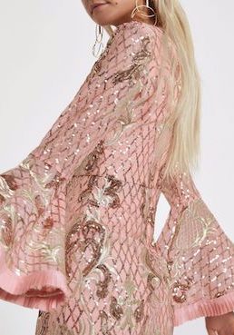 River Island Petite Pink Sequin Embellished Maxi Dress Pink Blush