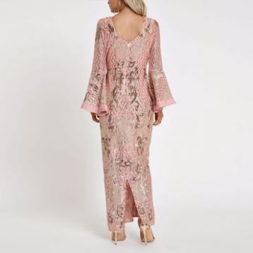 River Island Petite Pink Sequin Embellished Maxi Dress Pink Blush