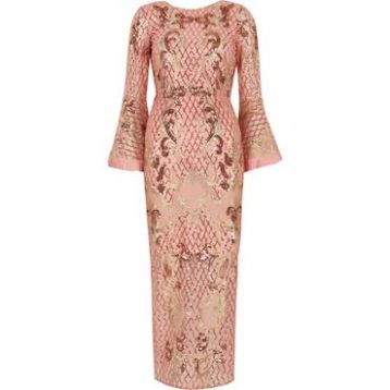 River Island Petite Pink Sequin Embellished Maxi Dress Pink Blush