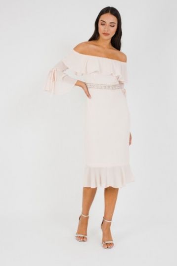 TFNC Fran Nude Midi Dress Pale Blush