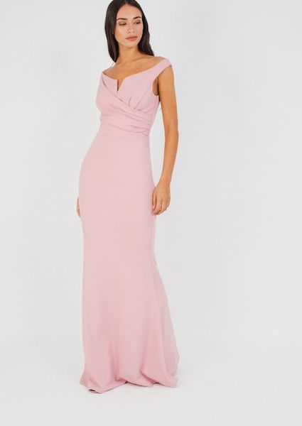 blush maxi bridesmaid dress