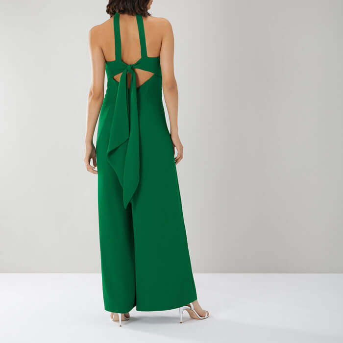 green wrap jumpsuit