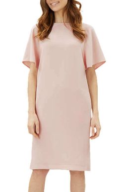 Jaeger Flared Sleeve Crepe Dress Pale Pink Blush