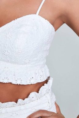 Myleene Klass Broderie Anglais Bralette Top White