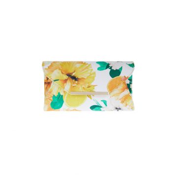 printed kierra floral clutch bag white orange