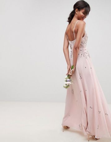 ASOS DESIGN Bridesmaid Embellished Maxi Dress, Blush/Pink - Image 2
