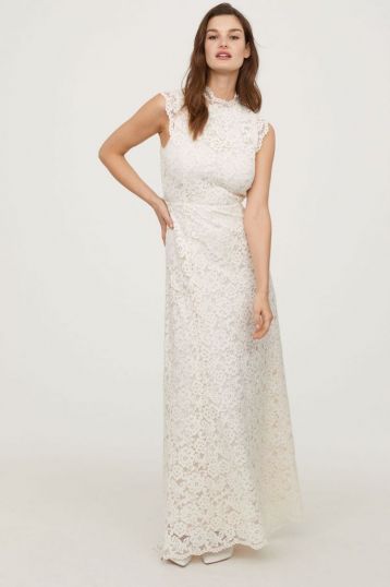 H&M Long Lace Bridal Dress White