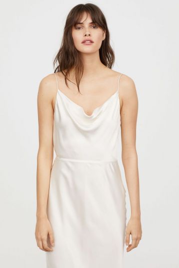 H&M Sleeveless Long Slip Bridal Maxi Dress, White - Image 2