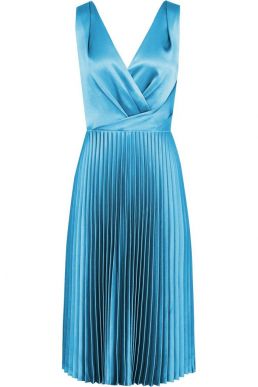 Reiss Alicia Knife Pleat Midi Dress Blue