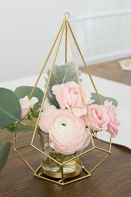 Tall Gold Geometric Candle Or Flower Centrepiece