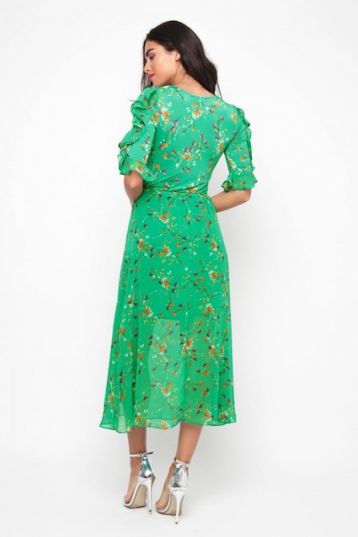TFNC Indira Green Midi Floral Dress Green