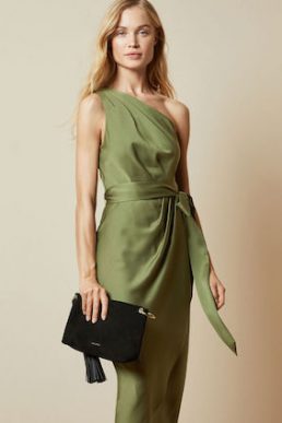 Ted Baker GABIE One Shoulder Drape Midi Dress khaki Green