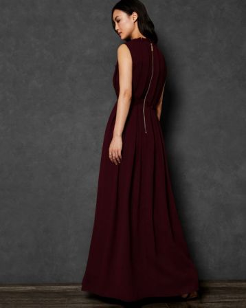 Ted Baker SAFFROM Origami Folded Maxi Dress Maroon