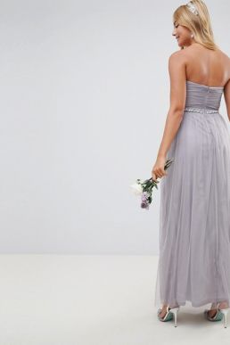 ASOS DESIGN Bridesmaid mesh embellished maxi dress Lilac