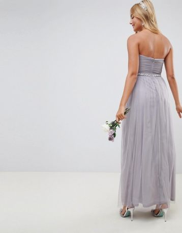 ASOS DESIGN Bridesmaid mesh embellished maxi dress Lilac