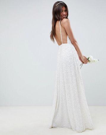 ASOS EDITION sequin cami wedding dress White