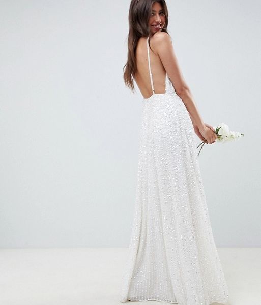 Asos Edition Sequin Cami Wedding Dress White Myonewedding Co Uk