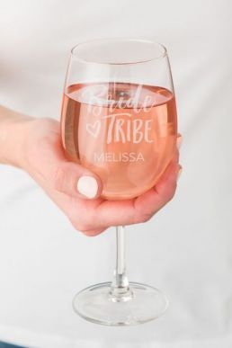 Large Personalised Wine Glass Bride Tribe