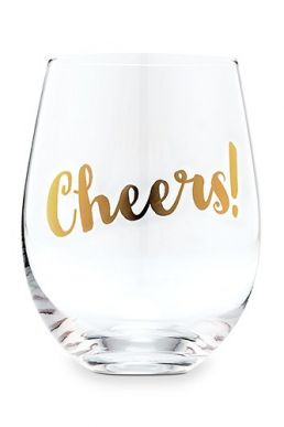 Cheers! Stemless Wine Glass Metallic Gold