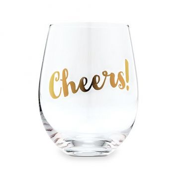 Cheers! Stemless Wine Glass Metallic Gold