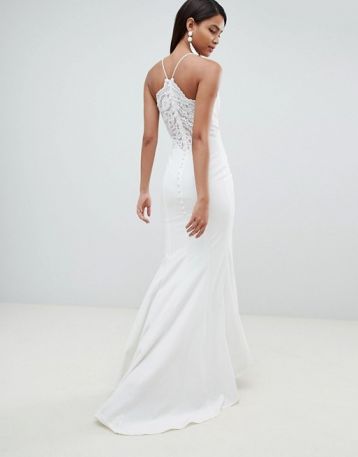 white fishtail maxi dress