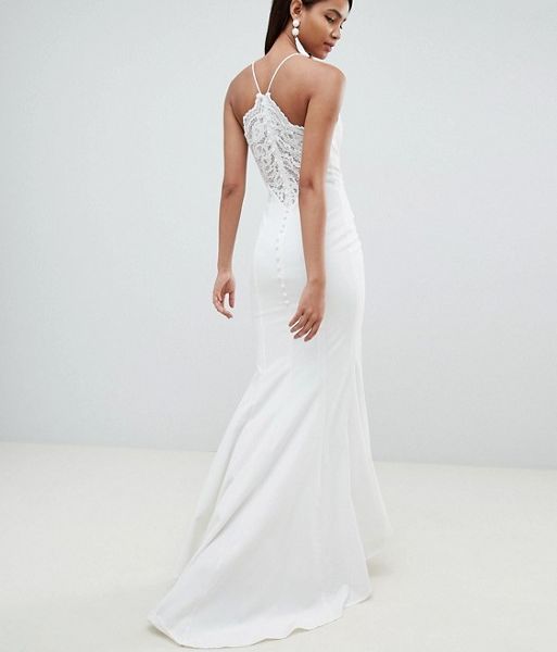taliana white lace button back maxi dress