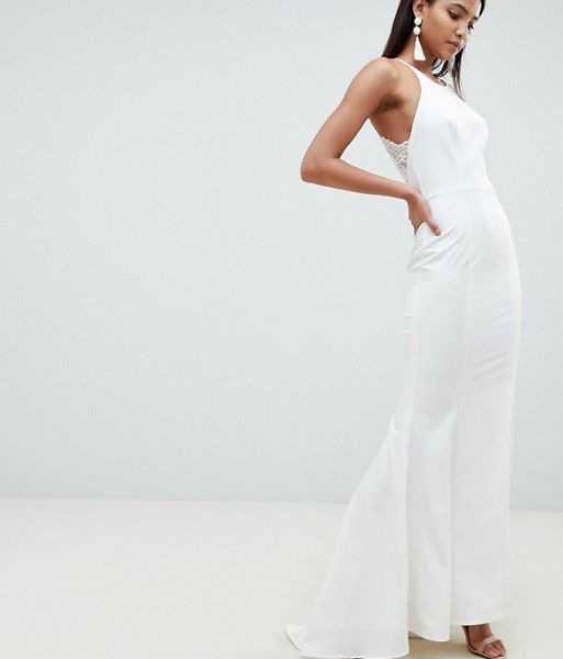 jarlo tall cami strap maxi dress with button back detail in blue