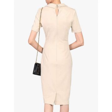 Jolie Moi Cross Front Dress Beige Nude