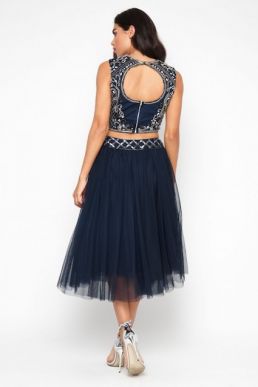 Lace & Beads Noorie Navy Crop Top