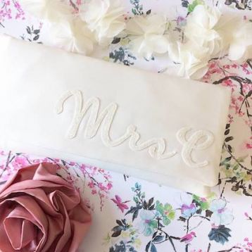 Emma Gordon Mrs Initial Bridal Wedding Day Clutch Ivory