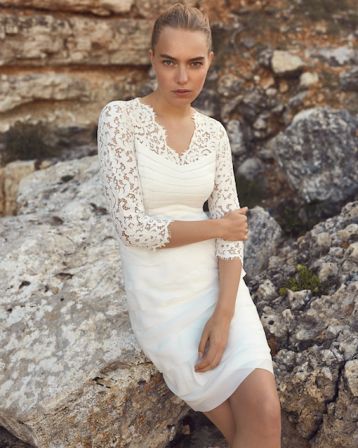 Phase Eight Madalyn Short Lace Wedding Dress Ivory