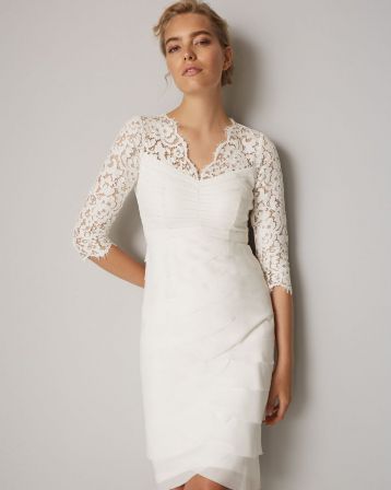 Phase Eight Madalyn Short Lace Wedding Dress Ivory