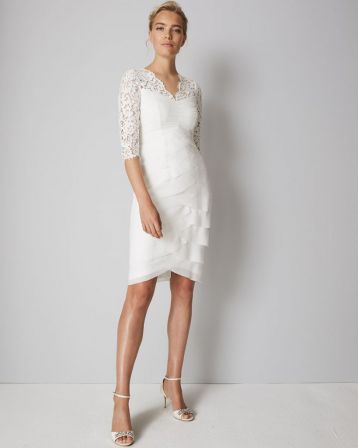 Phase Eight Madalyn Short Lace Wedding Dress Ivory